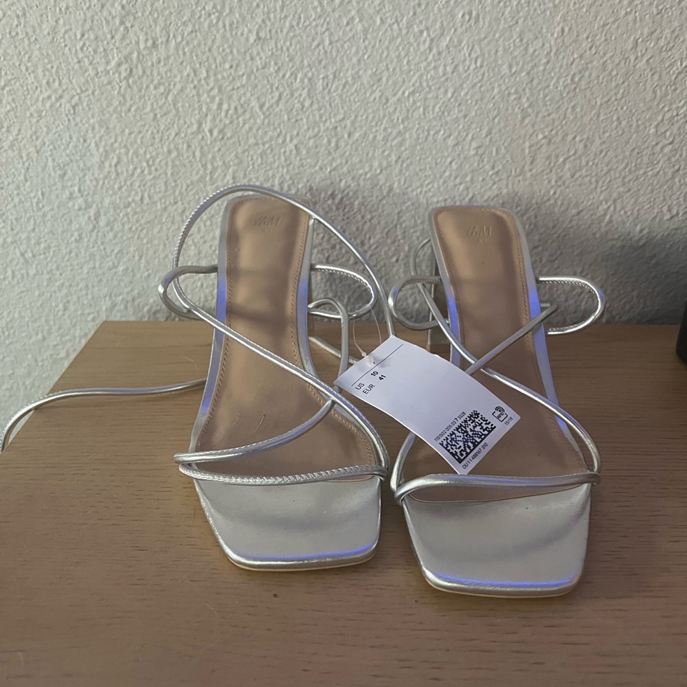 H&M Silver Strappy Heeled Sandals